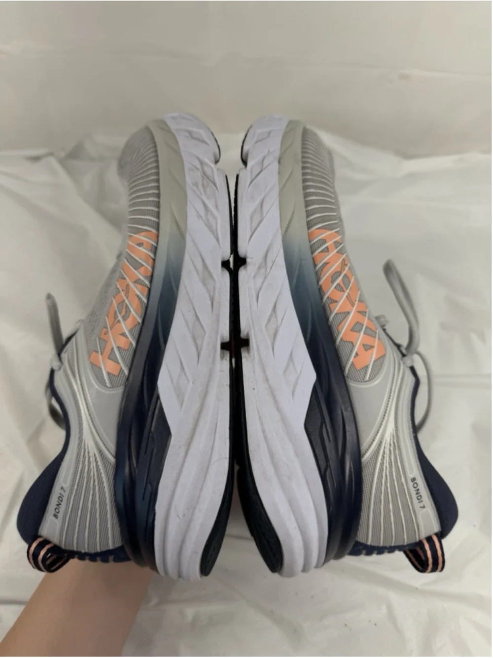 Hoka One One Bondi 7 Sneakers Womens Running Shoes Lunar Rock Blue Size 8D